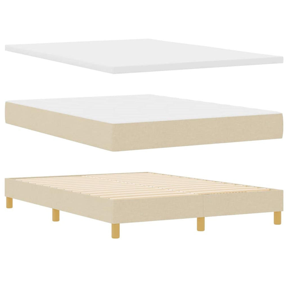 vidaXL Box Spring Bed with Pillows and Headboard Cream 200 x 140 cm Fabric