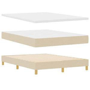 vidaXL Box Spring Bed with Pillows and Headboard Cream 200 x 140 cm Fabric