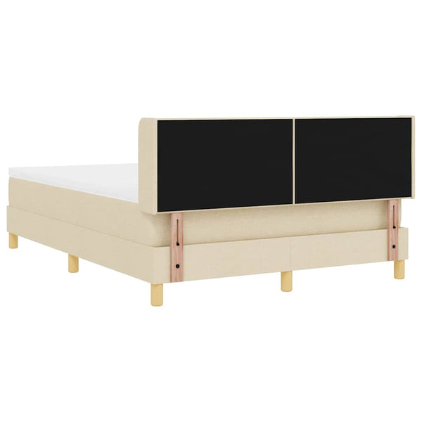 vidaXL Box Spring Bed with Pillows and Headboard Cream 200 x 140 cm Fabric