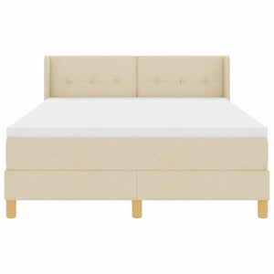 vidaXL Box Spring Bed with Pillows and Headboard Cream 200 x 140 cm Fabric