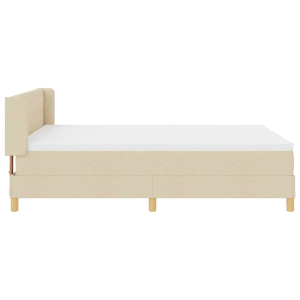 vidaXL Box Spring Bed with Pillows and Headboard Cream 200 x 140 cm Fabric