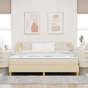 vidaXL Box Spring Bed with Mattress Cream 200 x 180 cm Polyester