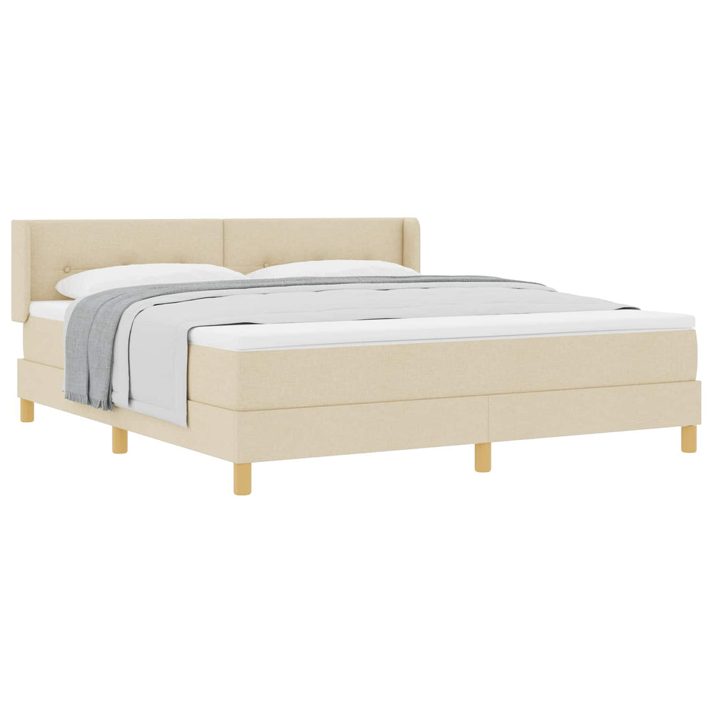 vidaXL Box Spring Bed with Mattress Cream 200 x 180 cm Polyester