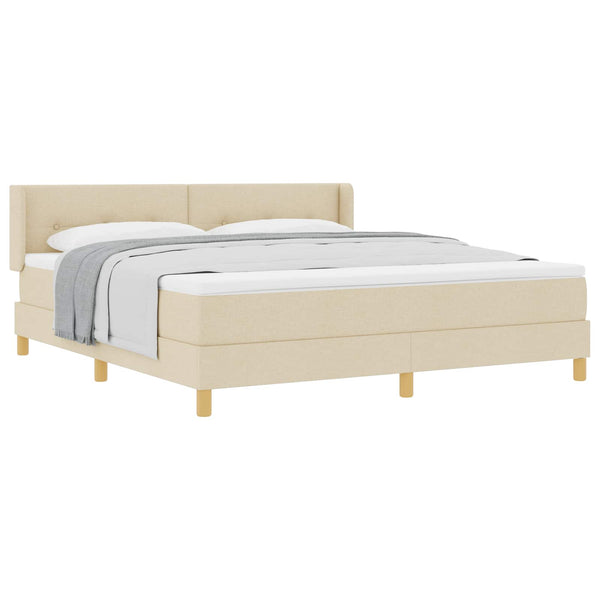 vidaXL Box Spring Bed with Mattress Cream 200 x 180 cm Polyester
