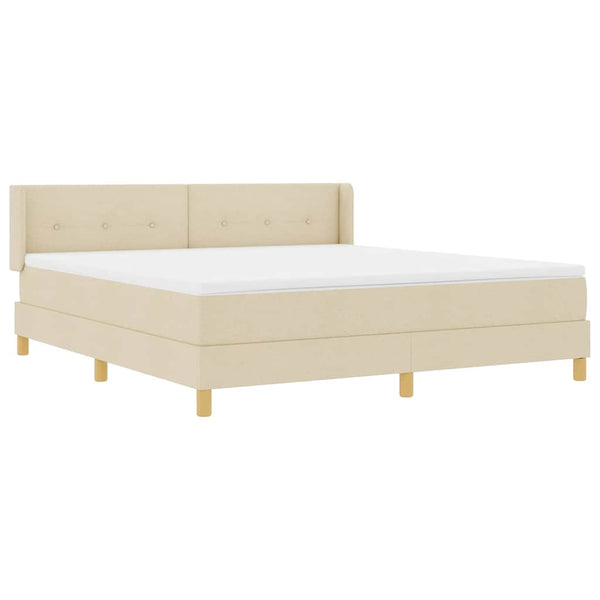 vidaXL Box Spring Bed with Mattress Cream 200 x 180 cm Polyester