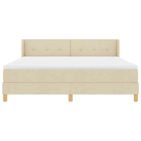 vidaXL Box Spring Bed with Mattress Cream 200 x 180 cm Polyester