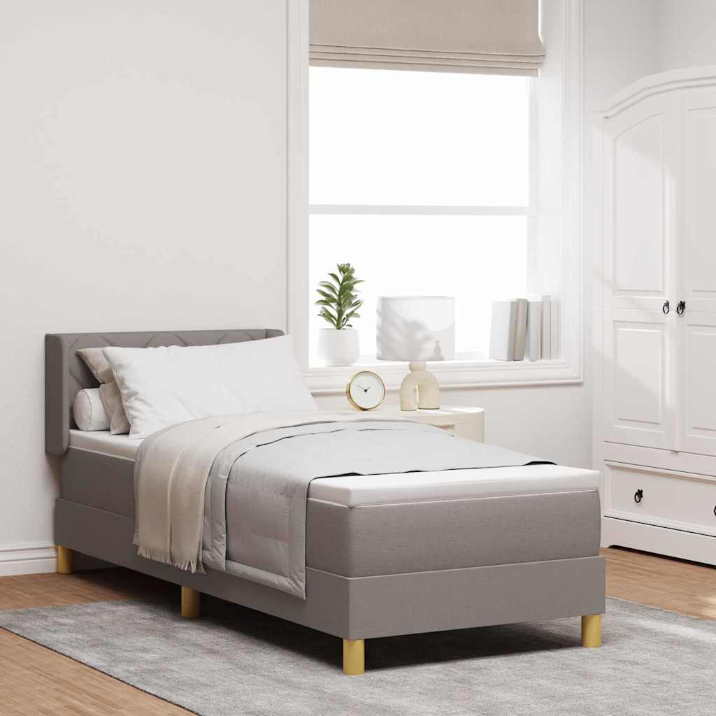 vidaXL Box Spring Bed with Pillows and Headboard Taupe 200 x 80 cm Fabric