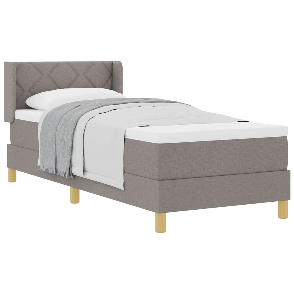 vidaXL Box Spring Bed with Pillows and Headboard Taupe 200 x 80 cm Fabric