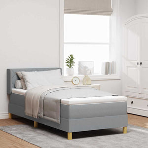 vidaXL Box Spring Bed with Mattress Light Grey 190 x 90 cm Polyester