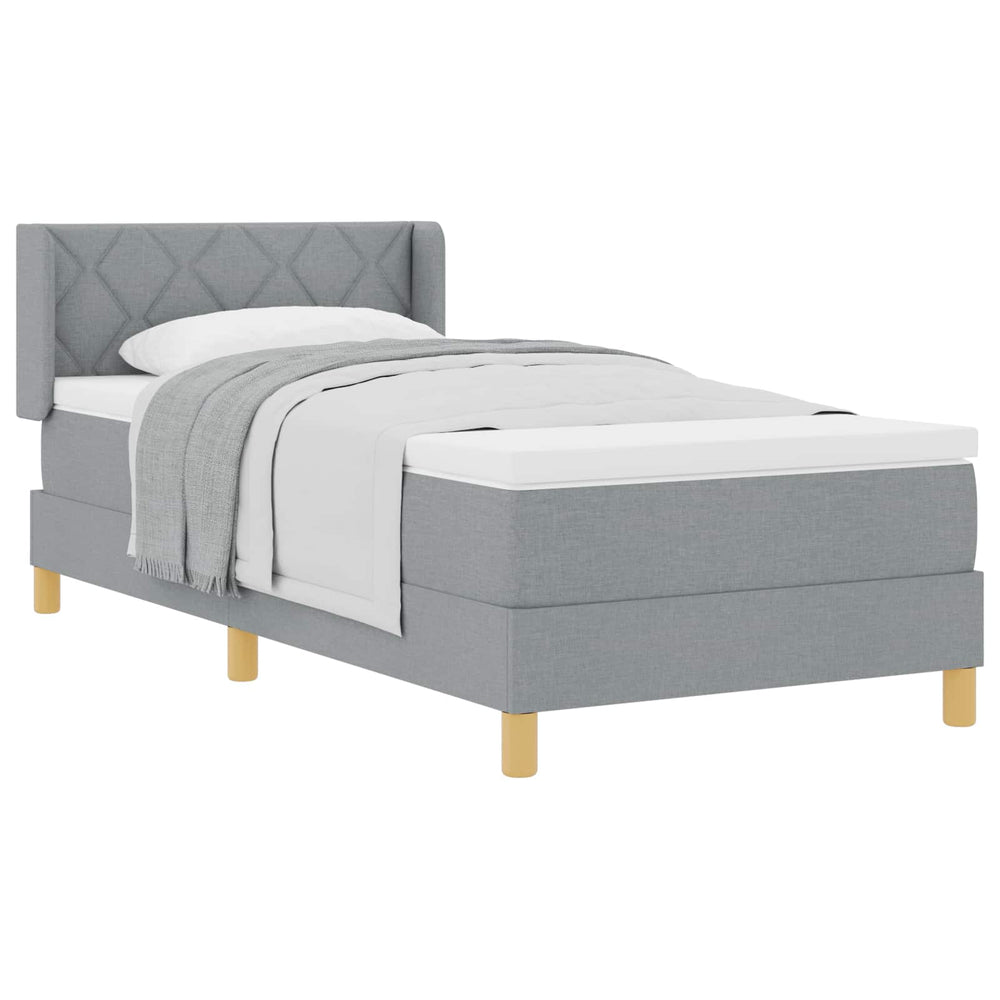 vidaXL Box Spring Bed with Mattress Light Grey 190 x 90 cm Polyester