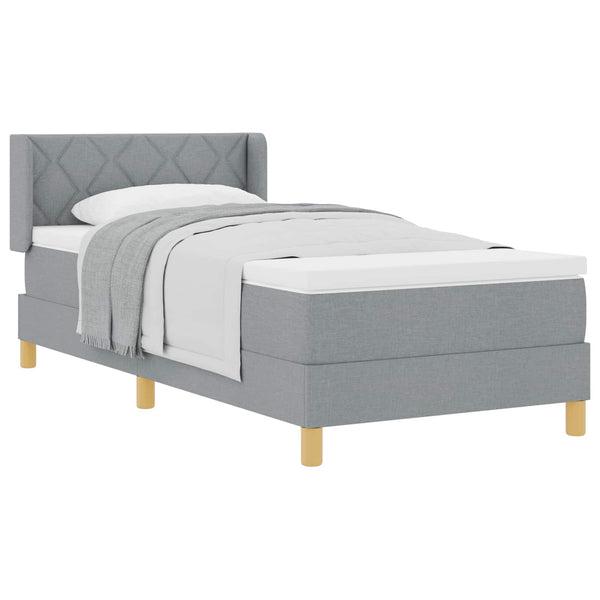 vidaXL Box Spring Bed with Mattress Light Grey 190 x 90 cm Polyester