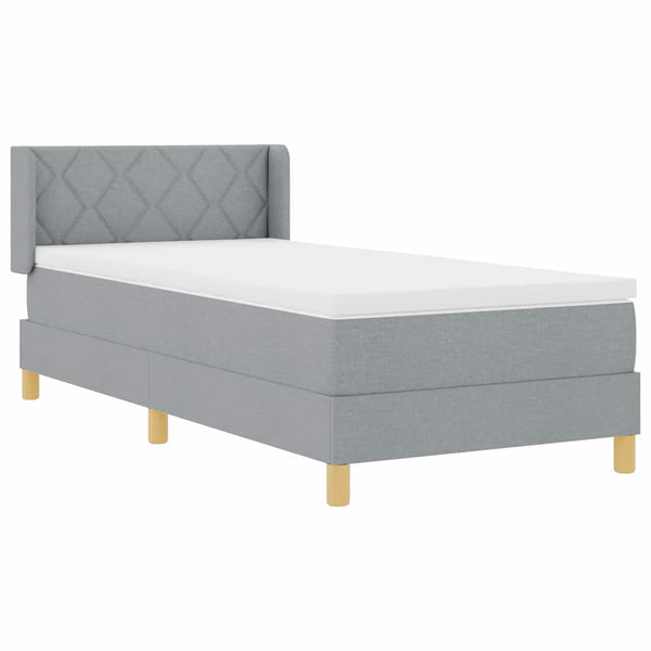 vidaXL Box Spring Bed with Mattress Light Grey 190 x 90 cm Polyester