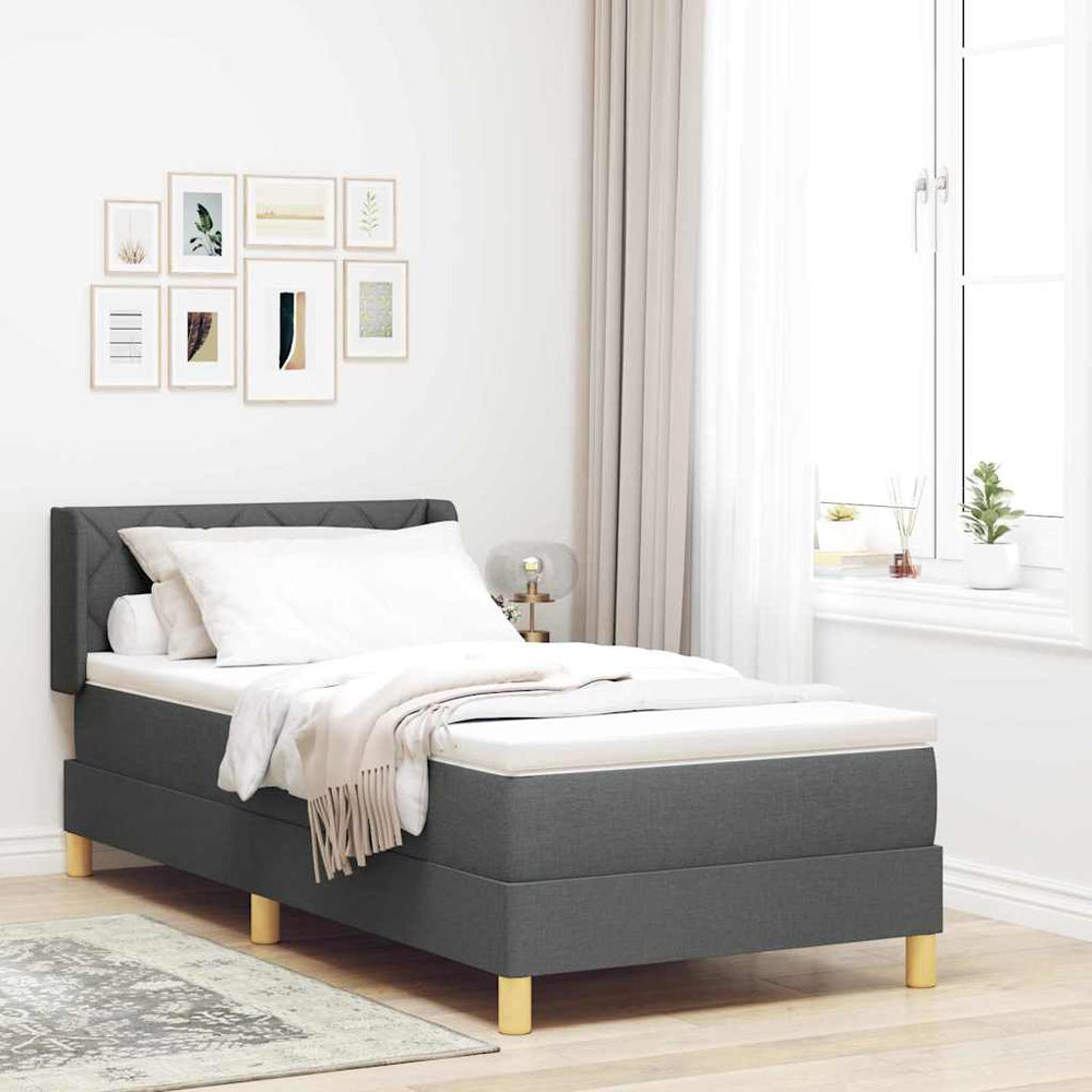 vidaXL Box Spring Bed with Mattress Dark Grey 190 x 90 cm Polyester