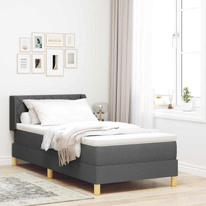 vidaXL Box Spring Bed with Mattress Dark Grey 190 x 90 cm Polyester