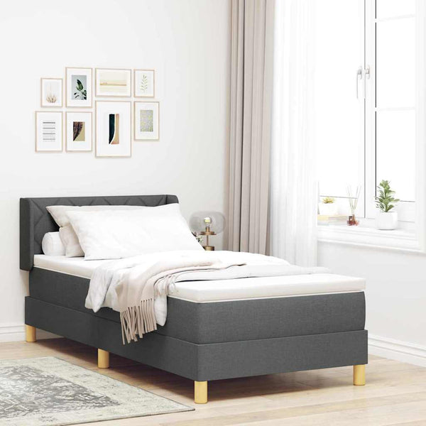 vidaXL Box Spring Bed with Mattress Dark Grey 190 x 90 cm Polyester