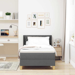 vidaXL Box Spring Bed with Mattress Dark Grey 190 x 90 cm Polyester