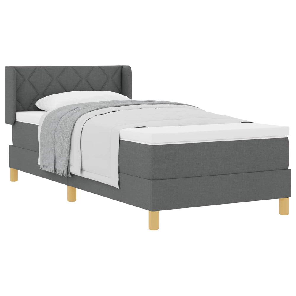 vidaXL Box Spring Bed with Mattress Dark Grey 190 x 90 cm Polyester