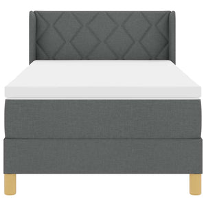vidaXL Box Spring Bed with Mattress Dark Grey 190 x 90 cm Polyester