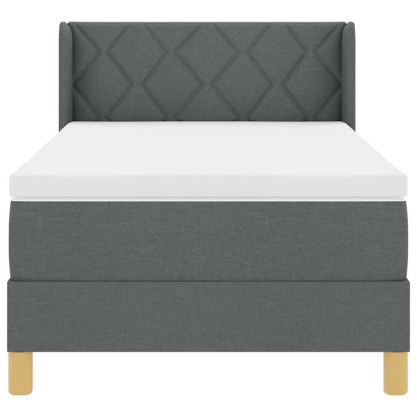 vidaXL Box Spring Bed with Mattress Dark Grey 190 x 90 cm Polyester