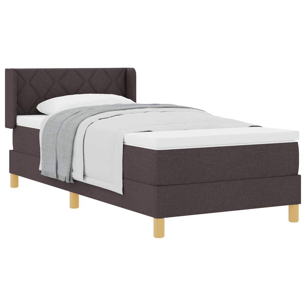 vidaXL Box Spring Bed with Mattress Dark Brown 190 x 90 cm Polyester