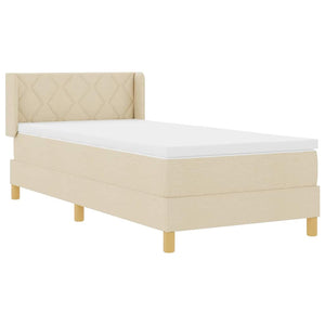 vidaXL Box Spring Bed with Mattress Cream 190 x 90 cm Polyester