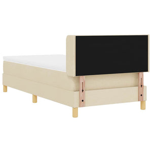 vidaXL Box Spring Bed with Mattress Cream 190 x 90 cm Polyester