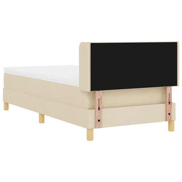 vidaXL Box Spring Bed with Mattress Cream 190 x 90 cm Polyester