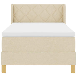 vidaXL Box Spring Bed with Mattress Cream 190 x 90 cm Polyester