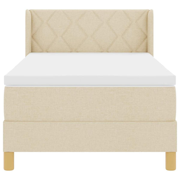 vidaXL Box Spring Bed with Mattress Cream 190 x 90 cm Polyester