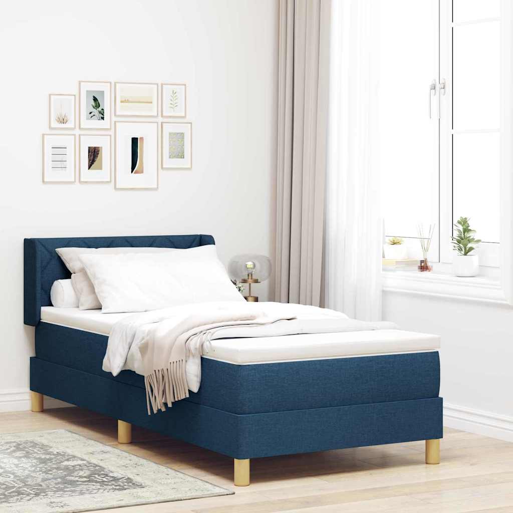 vidaXL Box Spring Bed with Mattress Blue 190 x 90 cm Polyester