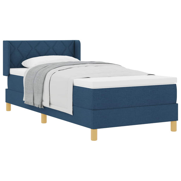 vidaXL Box Spring Bed with Mattress Blue 190 x 90 cm Polyester