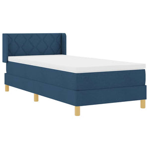 vidaXL Box Spring Bed with Mattress Blue 190 x 90 cm Polyester