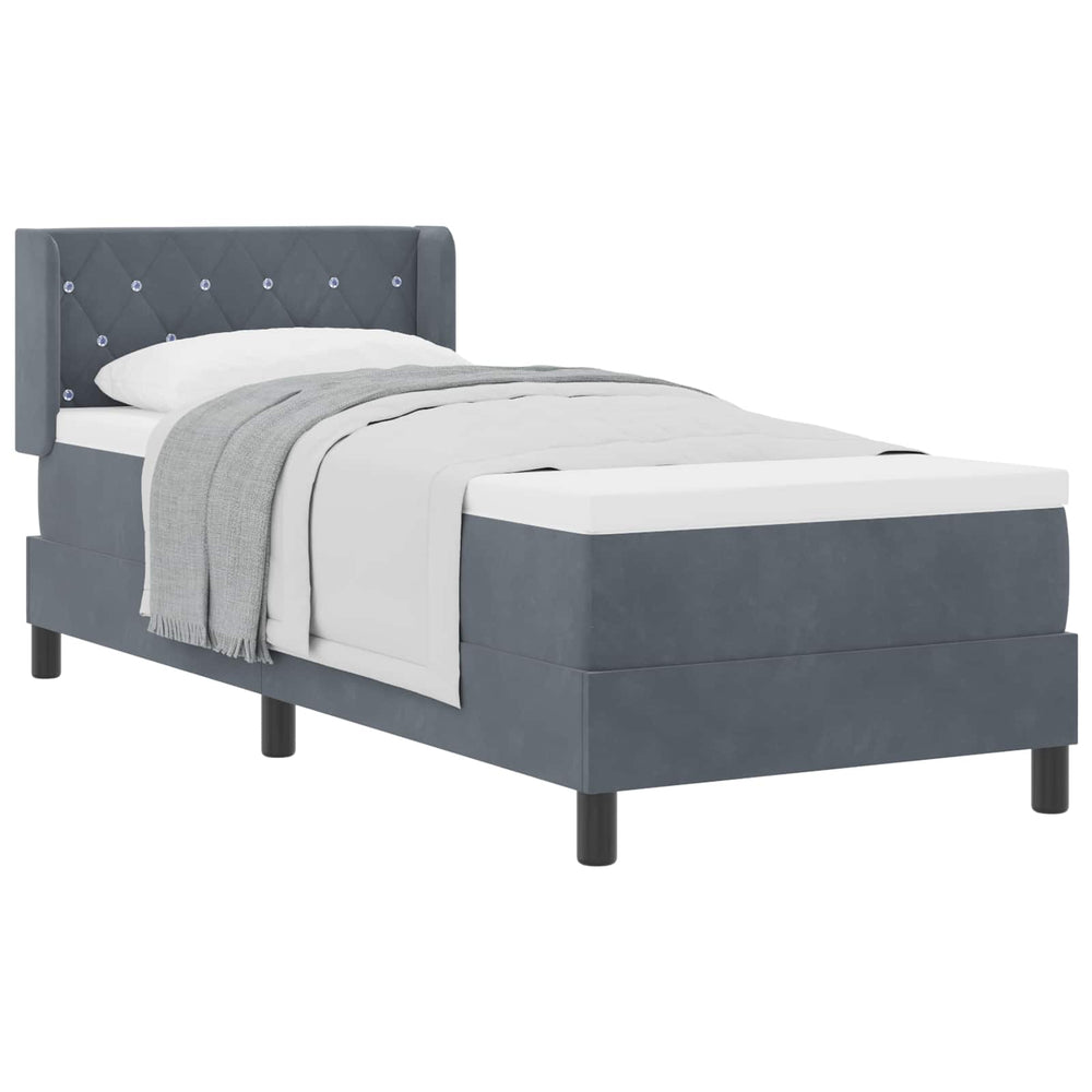 vidaXL Box Spring Bed with Headboard Dark Grey 200 x 80 cm Velvet