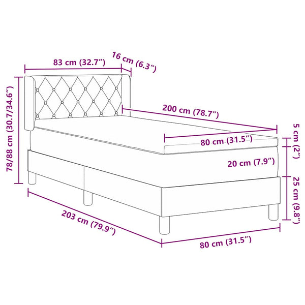 vidaXL Box Spring Bed with Headboard Black 200 x 80 cm Velvet