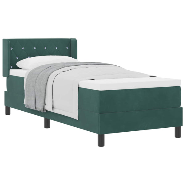 vidaXL Box Spring Bed with Headboard Dark Green 200 x 80 cm Velvet