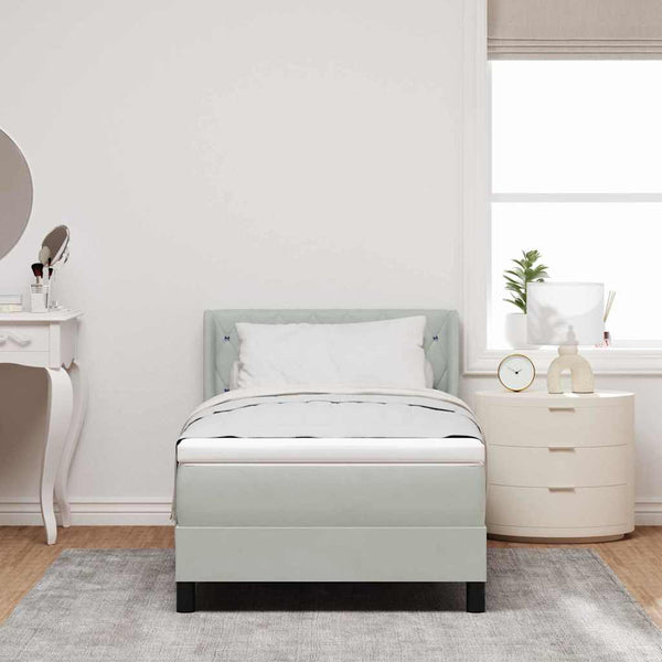 vidaXL Box Spring Bed with Headboard Light Gray 190 x 90 cm Velvet