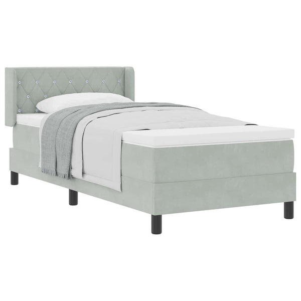 vidaXL Box Spring Bed with Headboard Light Gray 190 x 90 cm Velvet