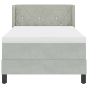 vidaXL Box Spring Bed with Headboard Light Gray 190 x 90 cm Velvet