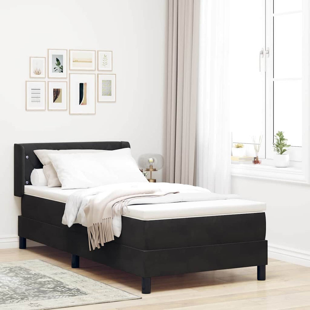vidaXL Box Spring Bed with Headboard Black 190 x 90 cm Velvet