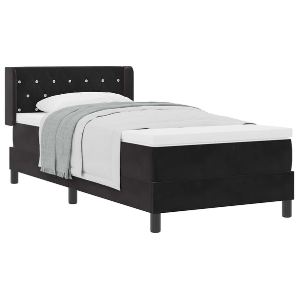 vidaXL Box Spring Bed with Headboard Black 190 x 90 cm Velvet