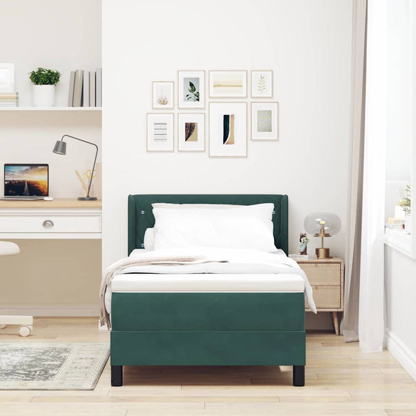 vidaXL Box Spring Bed with Headboard Dark Green 190 x 90 cm Velvet