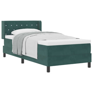 vidaXL Box Spring Bed with Headboard Dark Green 190 x 90 cm Velvet