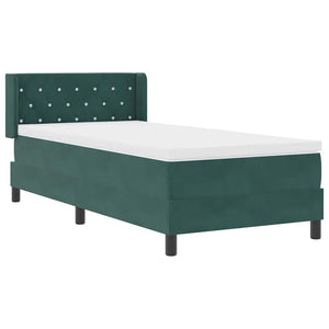 vidaXL Box Spring Bed with Headboard Dark Green 190 x 90 cm Velvet
