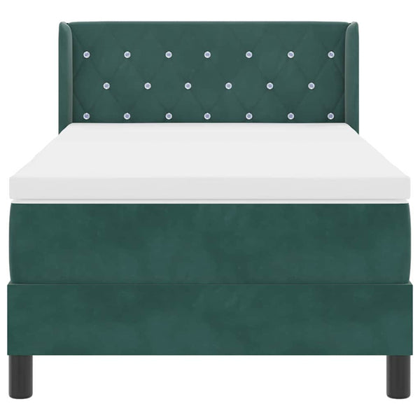 vidaXL Box Spring Bed with Headboard Dark Green 190 x 90 cm Velvet