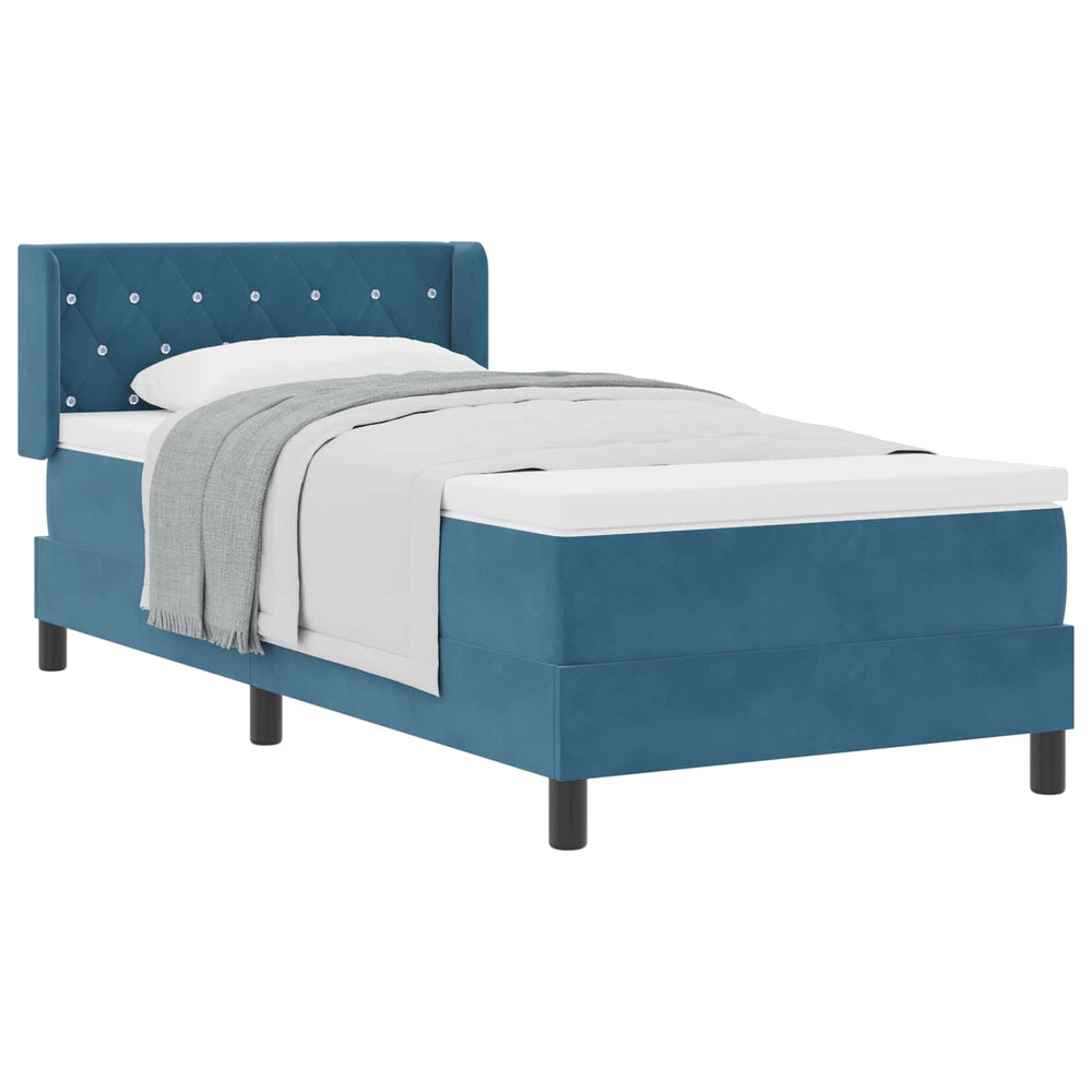 vidaXL Box Spring Bed with Headboard Dark Blue 190 x 90 cm Velvet
