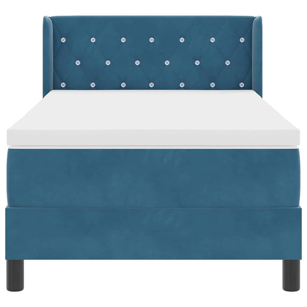 vidaXL Box Spring Bed with Headboard Dark Blue 190 x 90 cm Velvet
