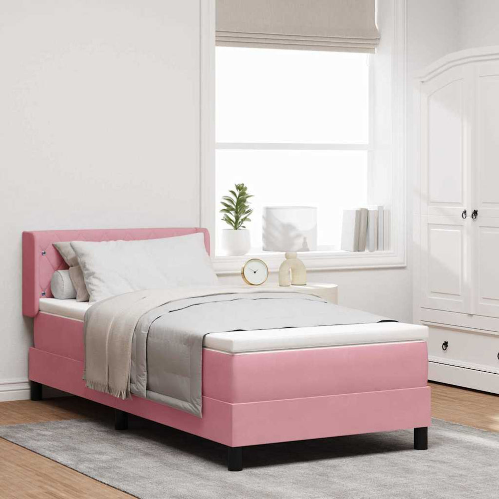vidaXL Box Spring Bed with Headboard Pink 190 x 90 cm Velvet