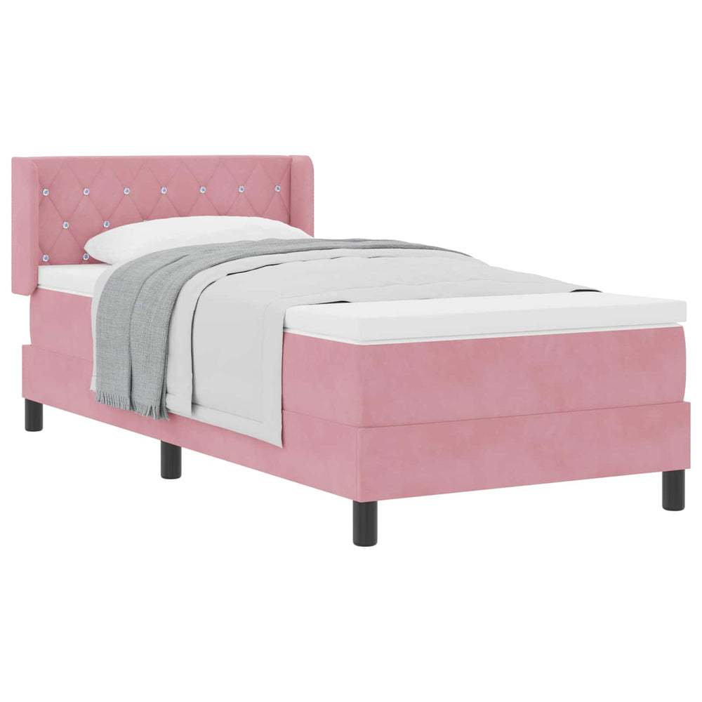 vidaXL Box Spring Bed with Headboard Pink 190 x 90 cm Velvet