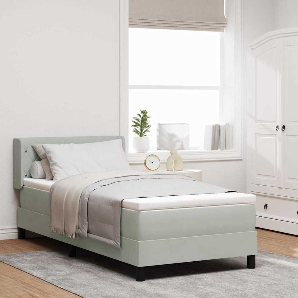 vidaXL Box Spring Bed with Headboard Light Gray 200 x 90 cm Velvet