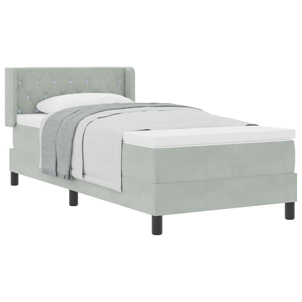 vidaXL Box Spring Bed with Headboard Light Gray 200 x 90 cm Velvet